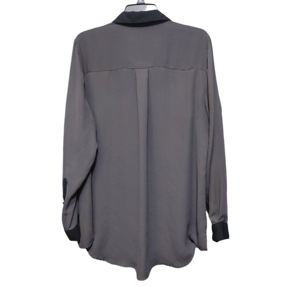 Torrid Gray Black Colorblock Sheer Button Down To… - image 2